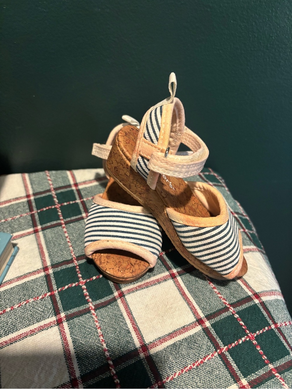 Carter's Navy & White Striped Cork Wedge Sandals